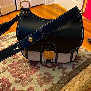 Tory Burch James Awning Stripe Small Saddlebag.